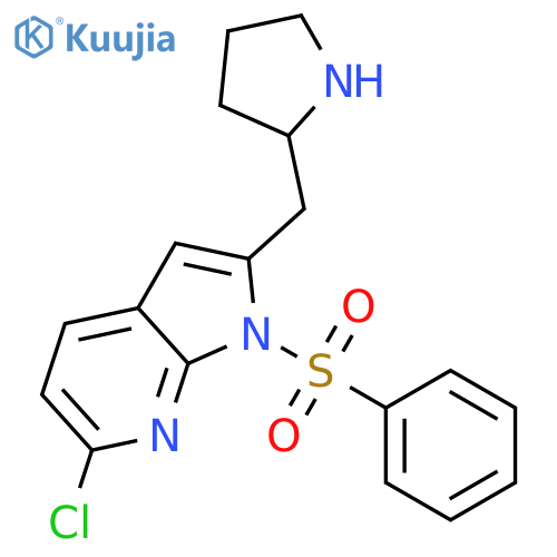 1H-Pyrrolo[2,3-b]pyridine, 6-chloro-1-(phenylsulfonyl)-2-[(2R)-2-pyrrolidinylmethyl]- structure