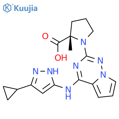 L-proline, 1-[4-[(5-cyclopropyl-1h-pyrazol-3-yl)amino]pyrrolo[2,1-f][1,2,4]triazin-2-yl]-2-methyl- structure