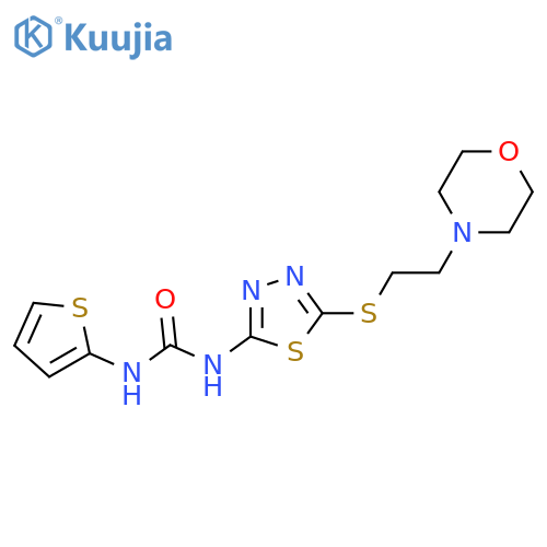 3-(5-{[2-(morpholin-4-yl)ethyl]sulfanyl}-1,3,4-thiadiazol-2-yl)-1-(thiophen-2-yl)urea structure