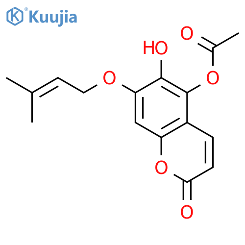 2H-1-Benzopyran-2-one,5-(acetyloxy)-6-hydroxy-7-[(3-methyl-2-buten-1-yl)oxy]- structure