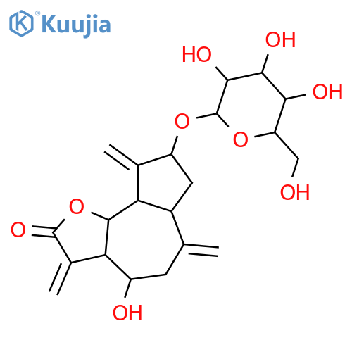 Azuleno[4,5-b]furan-2(3H)-one, 8-(β-D-glucopyranosyloxy)decahydro-4-hydroxy-3,6,9-tris(methylene)-, (3aR,4S,6aR,8S,9aR,9bR)- structure