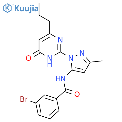 3-bromo-N-[3-methyl-1-(6-oxo-4-propyl-1,6-dihydropyrimidin-2-yl)-1H-pyrazol-5-yl]benzamide structure