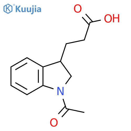 3-(1-acetyl-2,3-dihydro-1H-indol-3-yl)propanoic acid structure
