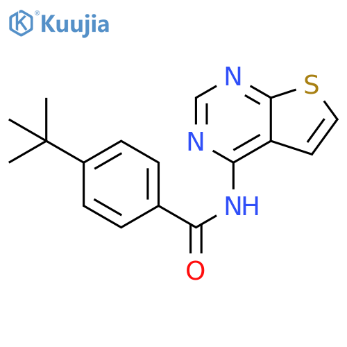 4-tert-butyl-N-{thieno[2,3-d]pyrimidin-4-yl}benzamide structure