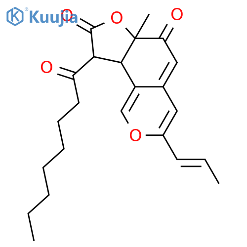9-octanoyl-3-((E)-1-propenyl)-6a-methyl-9,9a-dihydro-6aH-furo[2,3-h]isochromene-6,8-dione structure