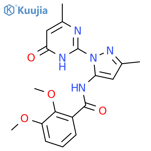 2,3-dimethoxy-N-[3-methyl-1-(4-methyl-6-oxo-1,6-dihydropyrimidin-2-yl)-1H-pyrazol-5-yl]benzamide structure