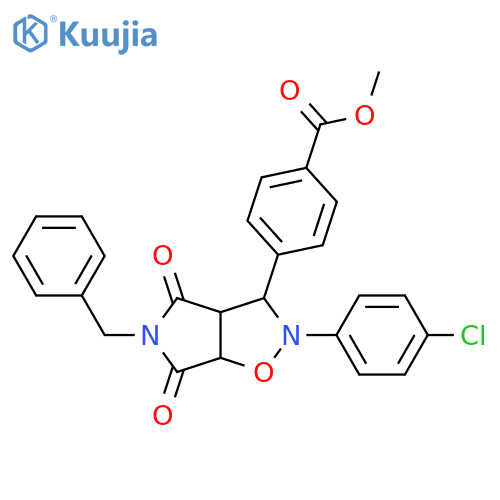 methyl 4-[5-benzyl-2-(4-chlorophenyl)-4,6-dioxo-hexahydro-2H-pyrrolo[3,4-d][1,2]oxazol-3-yl]benzoate structure
