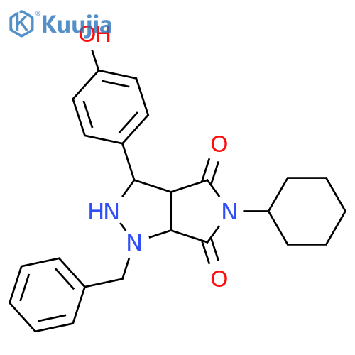 1-benzyl-5-cyclohexyl-3-(4-hydroxyphenyl)-octahydropyrrolo[3,4-c]pyrazole-4,6-dione structure