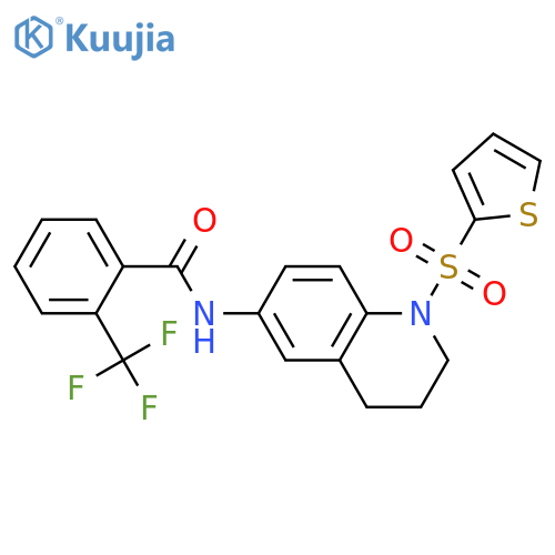 N-[1-(thiophene-2-sulfonyl)-1,2,3,4-tetrahydroquinolin-6-yl]-2-(trifluoromethyl)benzamide structure