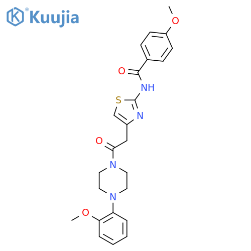 4-methoxy-N-(4-{2-[4-(2-methoxyphenyl)piperazin-1-yl]-2-oxoethyl}-1,3-thiazol-2-yl)benzamide structure