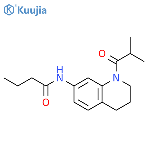 N-[1-(2-methylpropanoyl)-1,2,3,4-tetrahydroquinolin-7-yl]butanamide structure