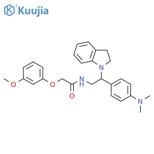 N-[2-(2,3-dihydro-1H-indol-1-yl)-2-[4-(dimethylamino)phenyl]ethyl]-2-(3-methoxyphenoxy)acetamide structure