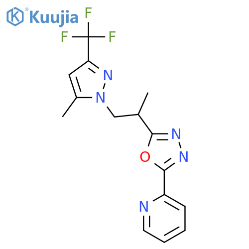 <br>2-(5-{1-[5-methyl-3-(trifluoromethyl)-1H-pyrazol-1-yl]propan-2-yl}-1,3,4-ox adiazol-2-yl)pyridine structure