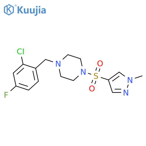 1-(2-Chloro-4-fluoro-benzyl)-4-(1-methyl-1H-pyrazole-4-sulfonyl)-piperazine structure
