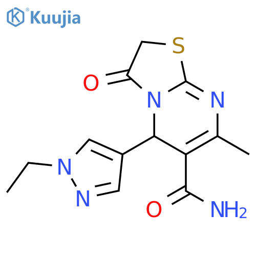 5-(1-ethyl-1H-pyrazol-4-yl)-7-methyl-3-oxo-2H,3H,5H-[1,3]thiazolo[3,2-a]pyrimidine-6-carboxamide structure