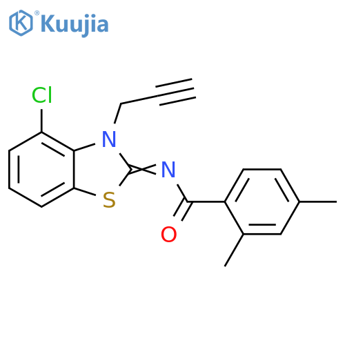 N-[(2Z)-4-chloro-3-(prop-2-yn-1-yl)-2,3-dihydro-1,3-benzothiazol-2-ylidene]-2,4-dimethylbenzamide structure