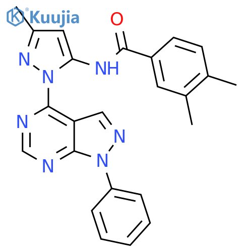 3,4-dimethyl-N-(3-methyl-1-{1-phenyl-1H-pyrazolo[3,4-d]pyrimidin-4-yl}-1H-pyrazol-5-yl)benzamide structure