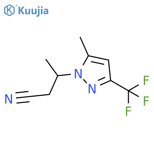 3-5-methyl-3-(trifluoromethyl)-1H-pyrazol-1-ylbutanenitrile structure