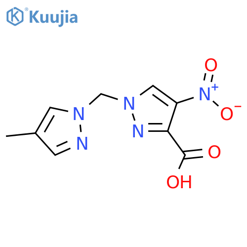 1-(4-methyl-1H-pyrazol-1-yl)methyl-4-nitro-1H-pyrazole-3-carboxylic acid structure