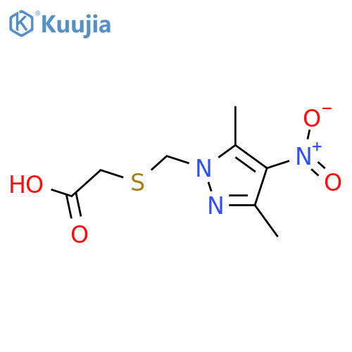 2-{(3,5-dimethyl-4-nitro-1H-pyrazol-1-yl)methylsulfanyl}acetic acid structure