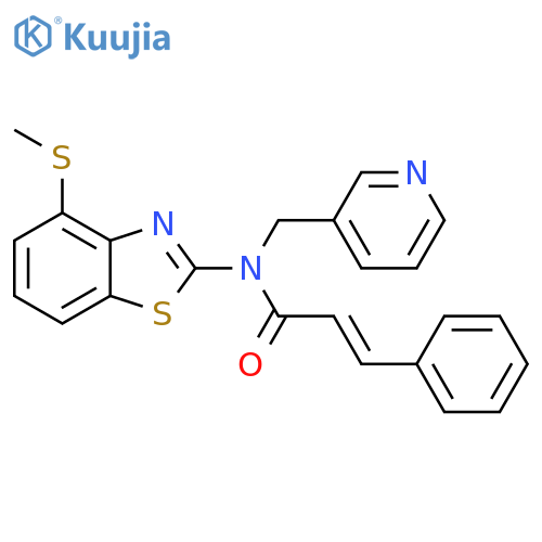 (2E)-N-[4-(methylsulfanyl)-1,3-benzothiazol-2-yl]-3-phenyl-N-[(pyridin-3-yl)methyl]prop-2-enamide structure