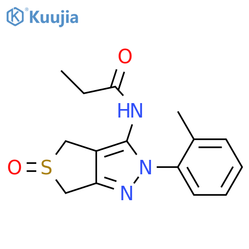 N-[2-(2-methylphenyl)-5-oxo-2H,4H,6H-5lambda4-thieno[3,4-c]pyrazol-3-yl]propanamide structure