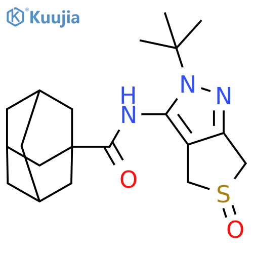 N-{2-tert-butyl-5-oxo-2H,4H,6H-5lambda4-thieno[3,4-c]pyrazol-3-yl}adamantane-1-carboxamide structure