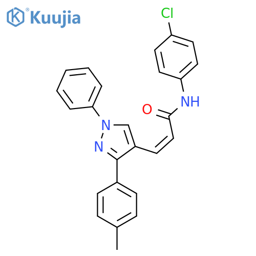 (2Z)-N-(4-chlorophenyl)-3-[3-(4-methylphenyl)-1-phenyl-1H-pyrazol-4-yl]prop-2-enamide structure