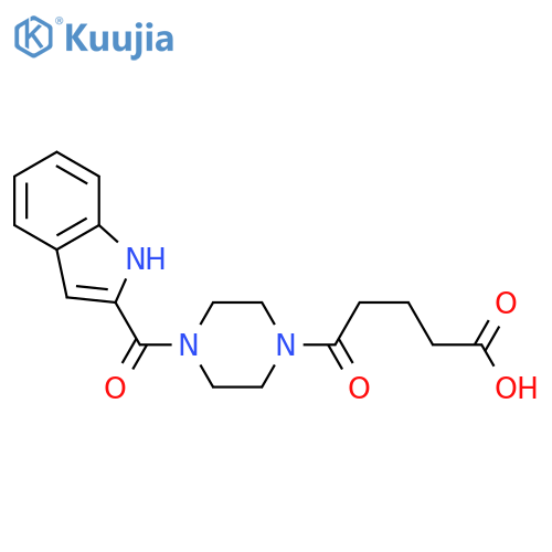 5-(4-(1H-indole-2-carbonyl)piperazin-1-yl)-5-oxopentanoic acid structure