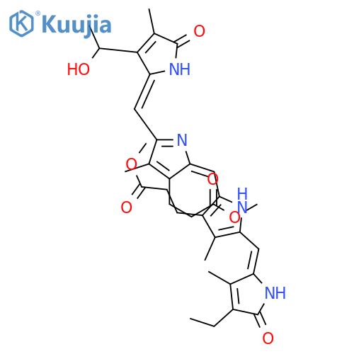 21H-Biline-8,12-dipropanoic acid, 18-ethyl-1,19,23,24-tetrahydro-3-(1-hydroxyethyl)-2,7,13,17-tetramethyl- 1,19-dioxo-, dimethyl ester structure