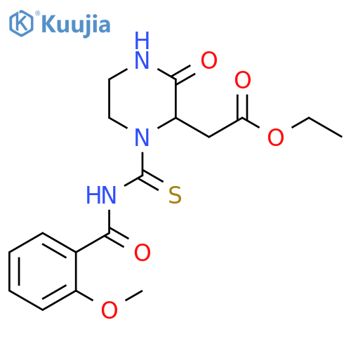 ethyl 2-(1-{[(2-methoxyphenyl)formamido]methanethioyl}-3-oxopiperazin-2-yl)acetate structure