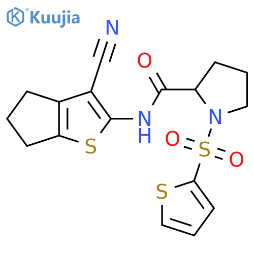 N-{3-cyano-4H,5H,6H-cyclopenta[b]thiophen-2-yl}-1-(thiophene-2-sulfonyl)pyrrolidine-2-carboxamide structure