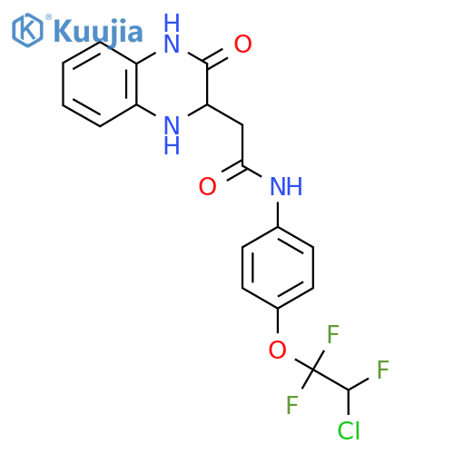 N-[4-(2-chloro-1,1,2-trifluoroethoxy)phenyl]-2-(3-oxo-1,2,3,4-tetrahydroquinoxalin-2-yl)acetamide structure