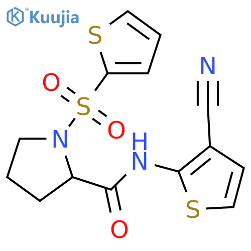 N-(3-cyanothiophen-2-yl)-1-(thiophene-2-sulfonyl)pyrrolidine-2-carboxamide structure