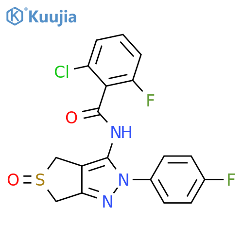 2-chloro-6-fluoro-N-[2-(4-fluorophenyl)-5-oxo-2H,4H,6H-5lambda4-thieno[3,4-c]pyrazol-3-yl]benzamide structure