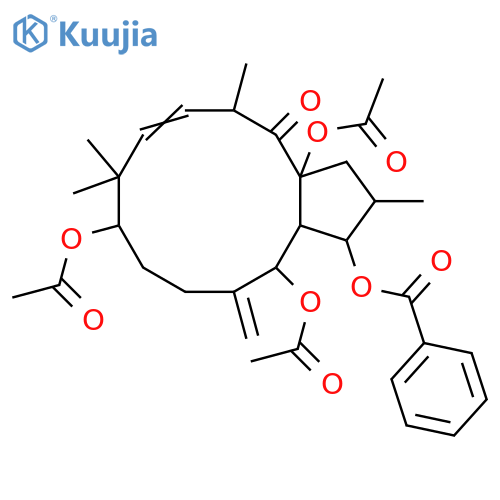 3,5,9,15-Tetrahydroxy-6(17),11-jatrophadien-14-one; (3β,5α,9α,11E,15β)-form, 3-Benzoyl, 5,9,15-tri-Ac structure