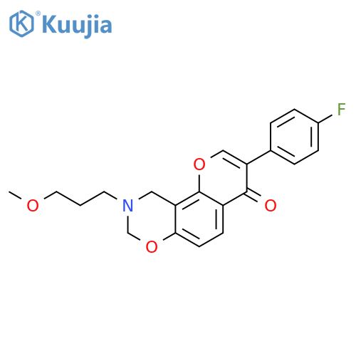 3-(4-fluorophenyl)-9-(3-methoxypropyl)-4H,8H,9H,10H-chromeno[8,7-e][1,3]oxazin-4-one structure