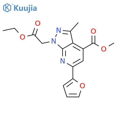 methyl 1-(2-ethoxy-2-oxoethyl)-6-(furan-2-yl)-3-methyl-1H-pyrazolo3,4-bpyridine-4-carboxylate structure