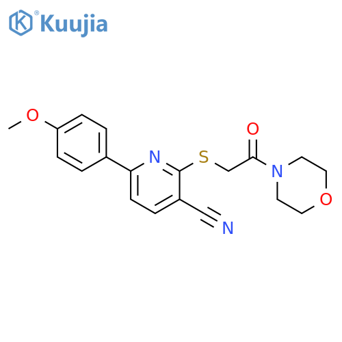6-(4-methoxyphenyl)-2-{[2-(morpholin-4-yl)-2-oxoethyl]sulfanyl}pyridine-3-carbonitrile structure