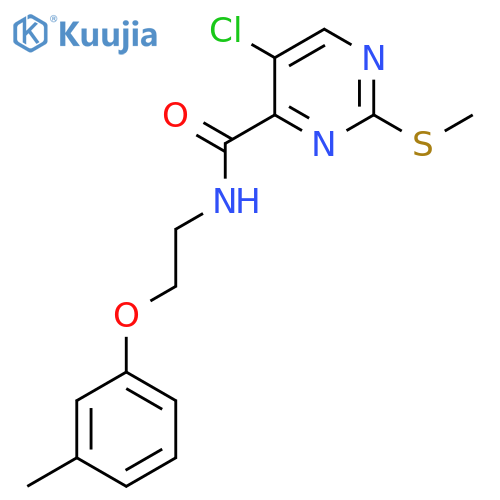 5-chloro-N-[2-(3-methylphenoxy)ethyl]-2-(methylsulfanyl)pyrimidine-4-carboxamide structure