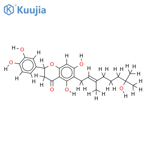 3',4',5,7-pentahydroxy-6-[7-hydroxy-3,7-dimethyl-2(E)-octenyl]flavanone structure