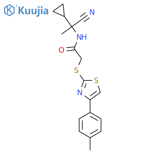 N-(1-Cyano-1-cyclopropylethyl)-2-((4-(p-tolyl)thiazol-2-yl)thio)acetamide structure
