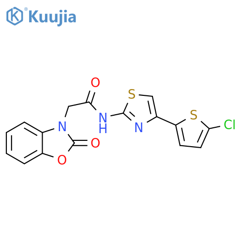 N-[4-(5-chlorothiophen-2-yl)-1,3-thiazol-2-yl]-2-(2-oxo-2,3-dihydro-1,3-benzoxazol-3-yl)acetamide structure