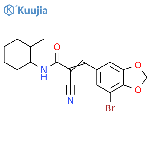 3-(7-Bromo-1,3-benzodioxol-5-yl)-2-cyano-N-(2-methylcyclohexyl)-2-propenamide structure