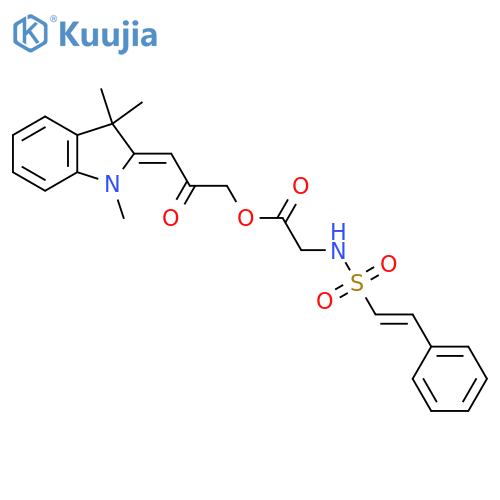 2-oxo-3-(1,3,3-trimethyl-2,3-dihydro-1H-indol-2-ylidene)propyl 2-(2-phenylethenesulfonamido)acetate structure