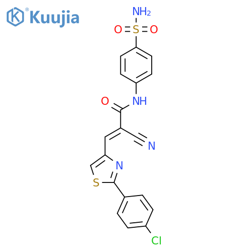 3-[2-(4-chlorophenyl)-1,3-thiazol-4-yl]-2-cyano-N-(4-sulfamoylphenyl)prop-2-enamide structure