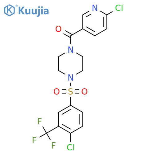 1-[4-Chloro-3-(trifluoromethyl)benzenesulfonyl]-4-(6-chloropyridine-3-carbonyl)piperazine structure