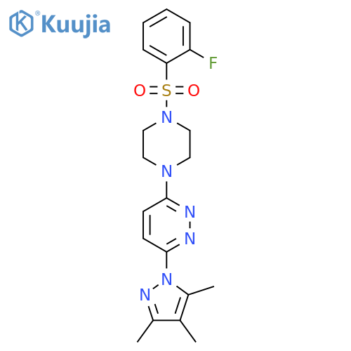 3-[4-(2-fluorobenzenesulfonyl)piperazin-1-yl]-6-(3,4,5-trimethyl-1H-pyrazol-1-yl)pyridazine structure