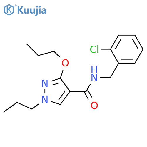 N-[(2-chlorophenyl)methyl]-3-propoxy-1-propyl-1H-pyrazole-4-carboxamide structure