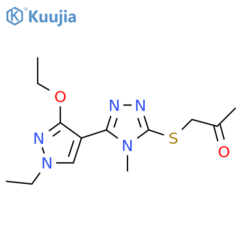 1-{[5-(3-ethoxy-1-ethyl-1H-pyrazol-4-yl)-4-methyl-4H-1,2,4-triazol-3-yl]sulfanyl}propan-2-one structure